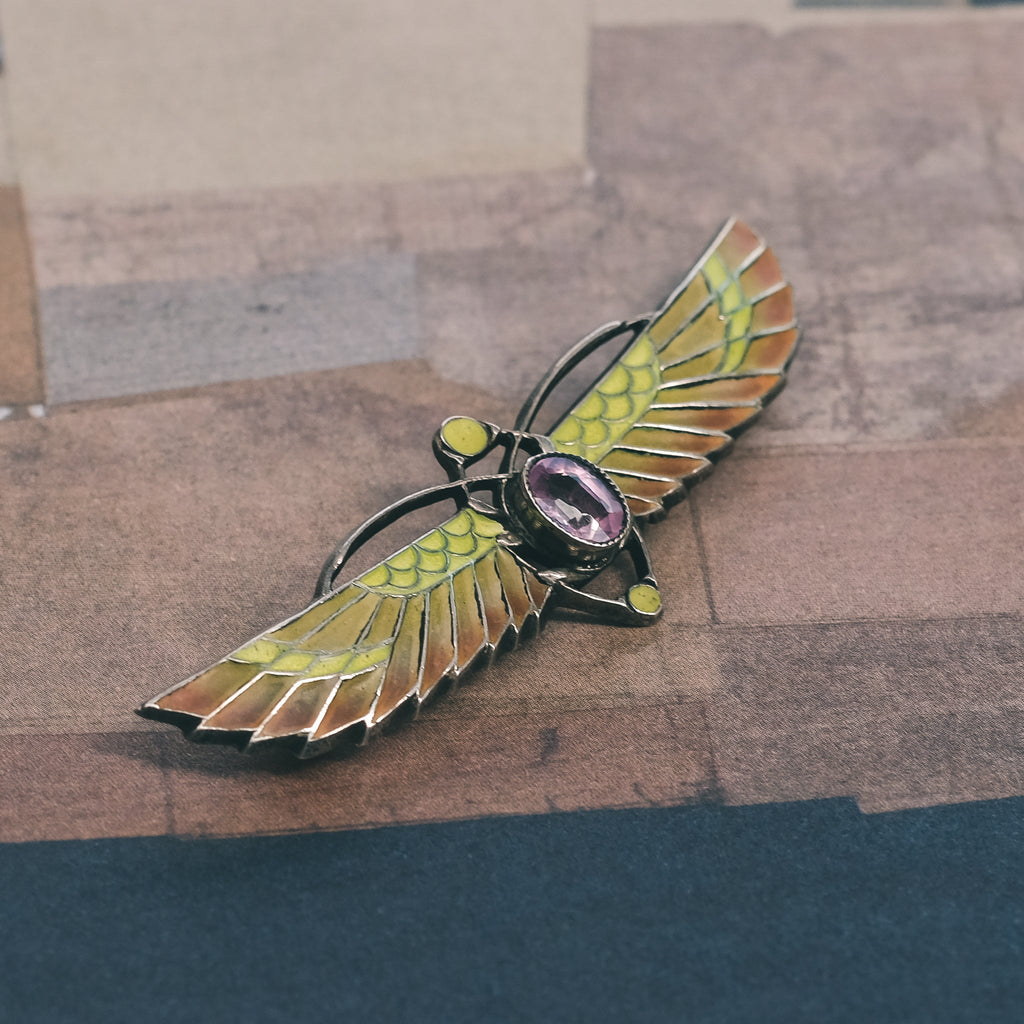 Art Deco Winged Scarab Brooch - Lost Owl Jewelry