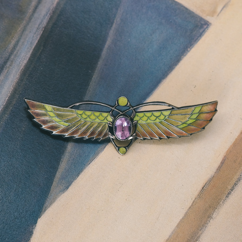 Art Deco Winged Scarab Brooch - Lost Owl Jewelry