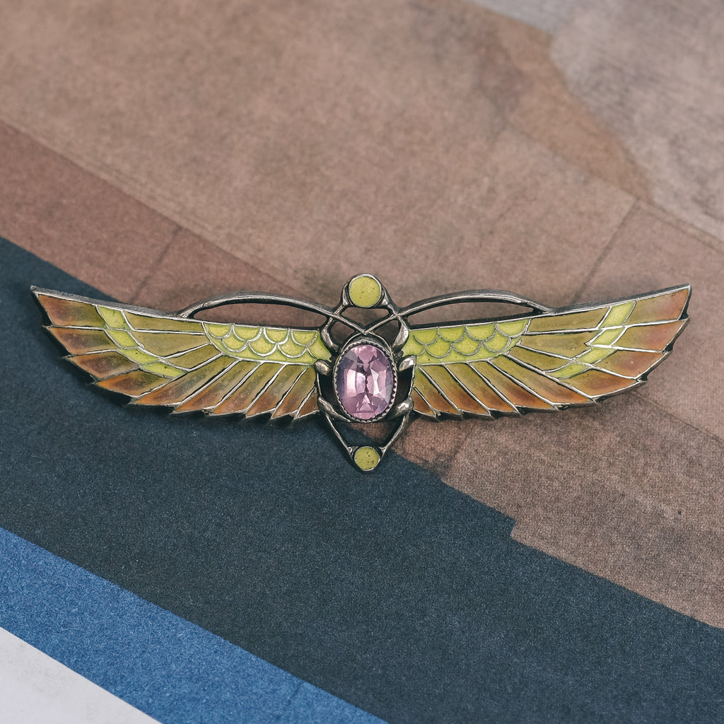 Art Deco Winged Scarab Brooch - Lost Owl Jewelry