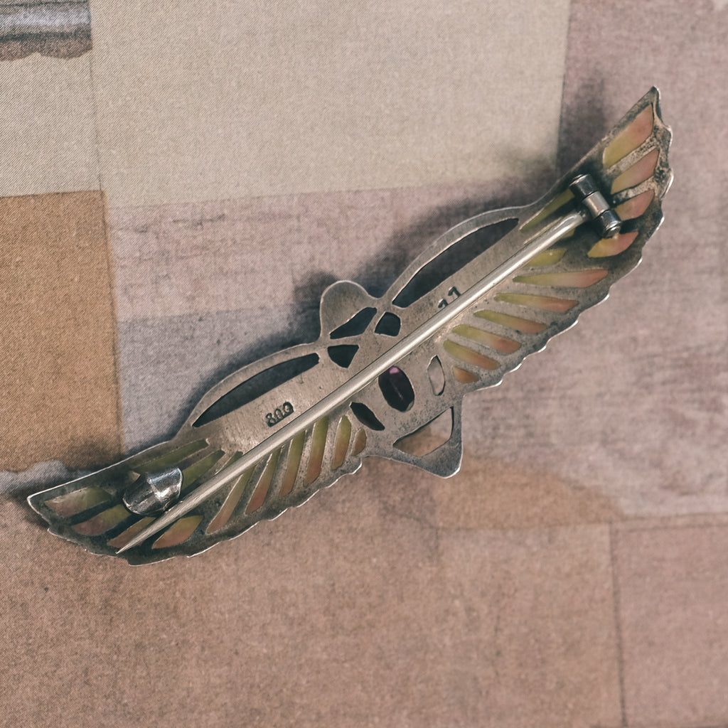 Art Deco Winged Scarab Brooch - Lost Owl Jewelry