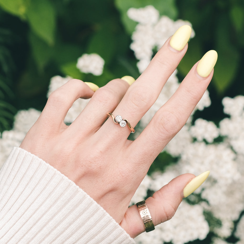 Art Nouveau Diamond "Toi Et Moi" Ring - Lost Owl Jewelry