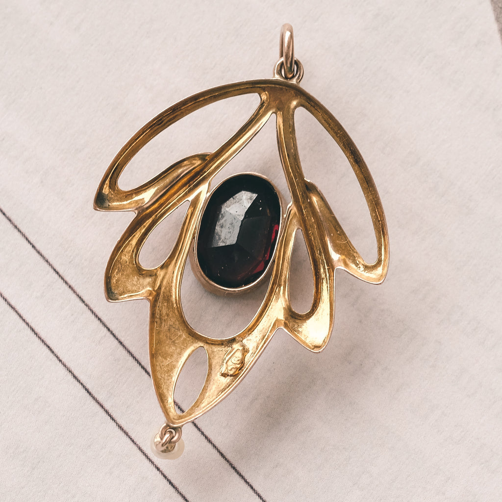 Art Nouveau Garnet Lavalière Pendant - Lost Owl Jewelry
