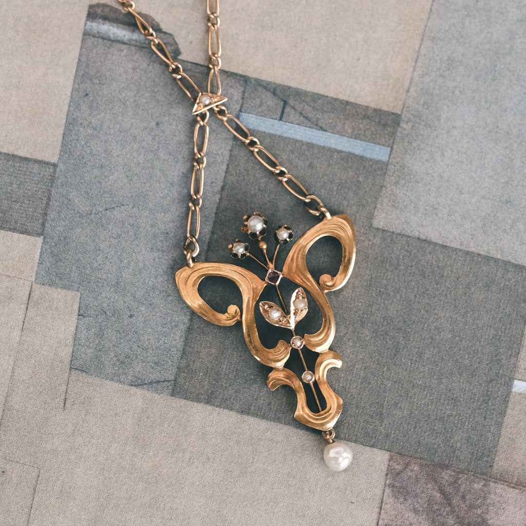 Art Nouveau Lavaliere Necklace - Lost Owl Jewelry