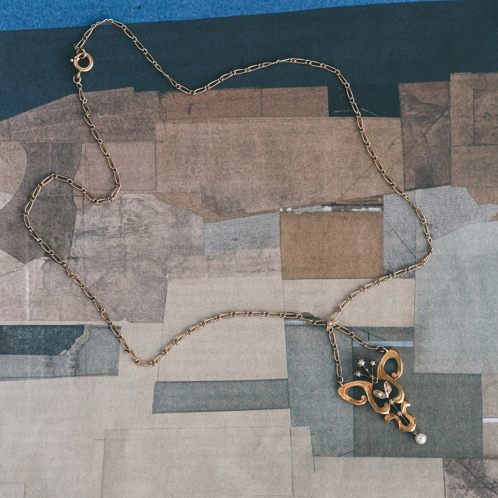 Art Nouveau Lavaliere Necklace - Lost Owl Jewelry