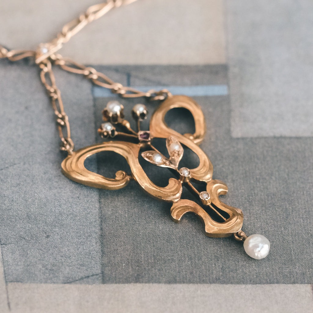 Art Nouveau Lavaliere Necklace - Lost Owl Jewelry
