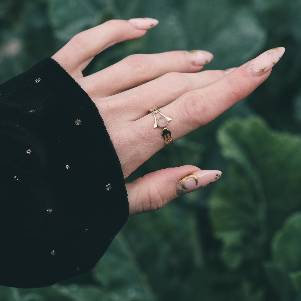 Art Nouveau Moonstone Arrow Ring - Lost Owl Jewelry