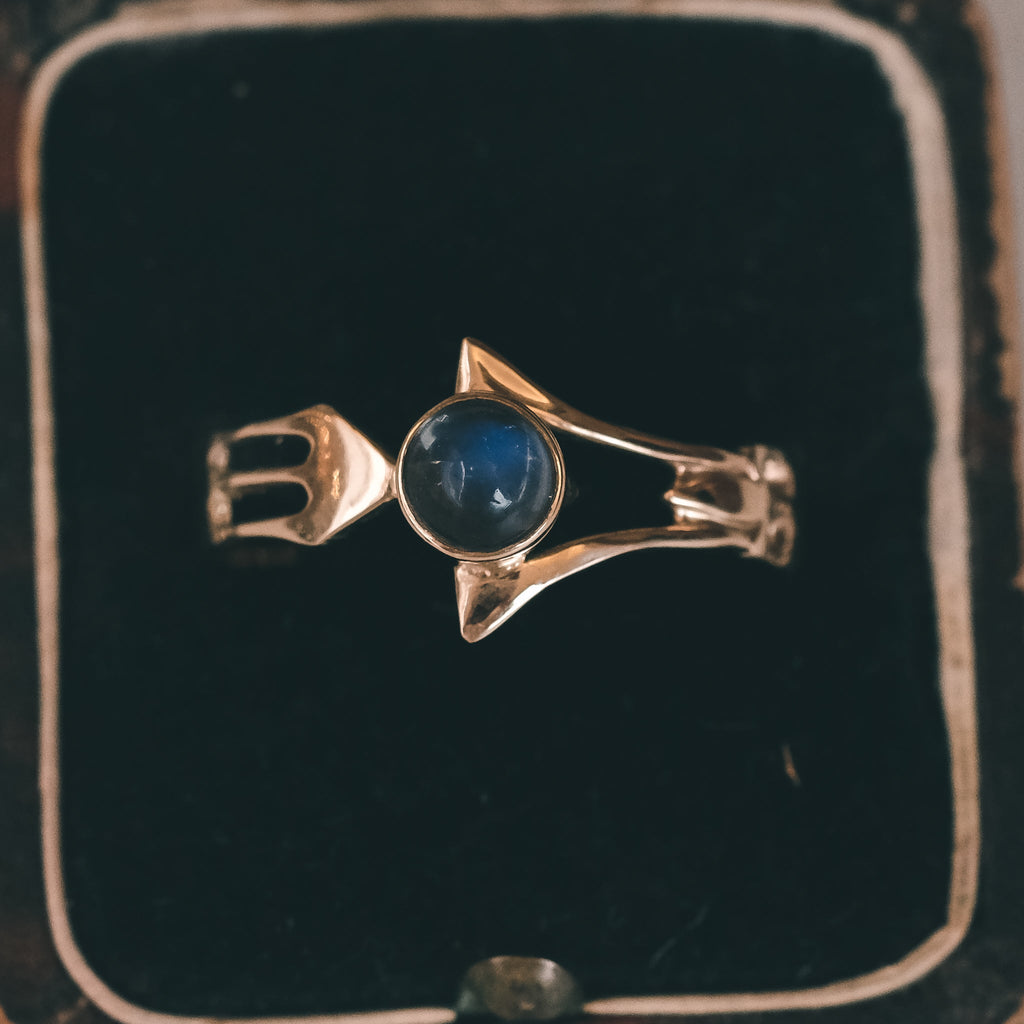 Art Nouveau Moonstone Arrow Ring - Lost Owl Jewelry