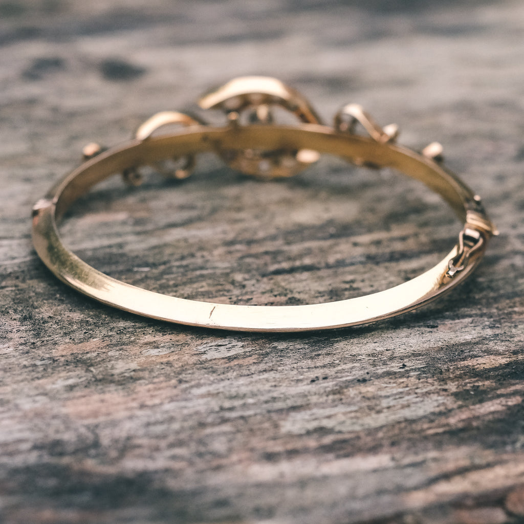 Art Nouveau Ruby & Pearl Bangle - Lost Owl Jewelry