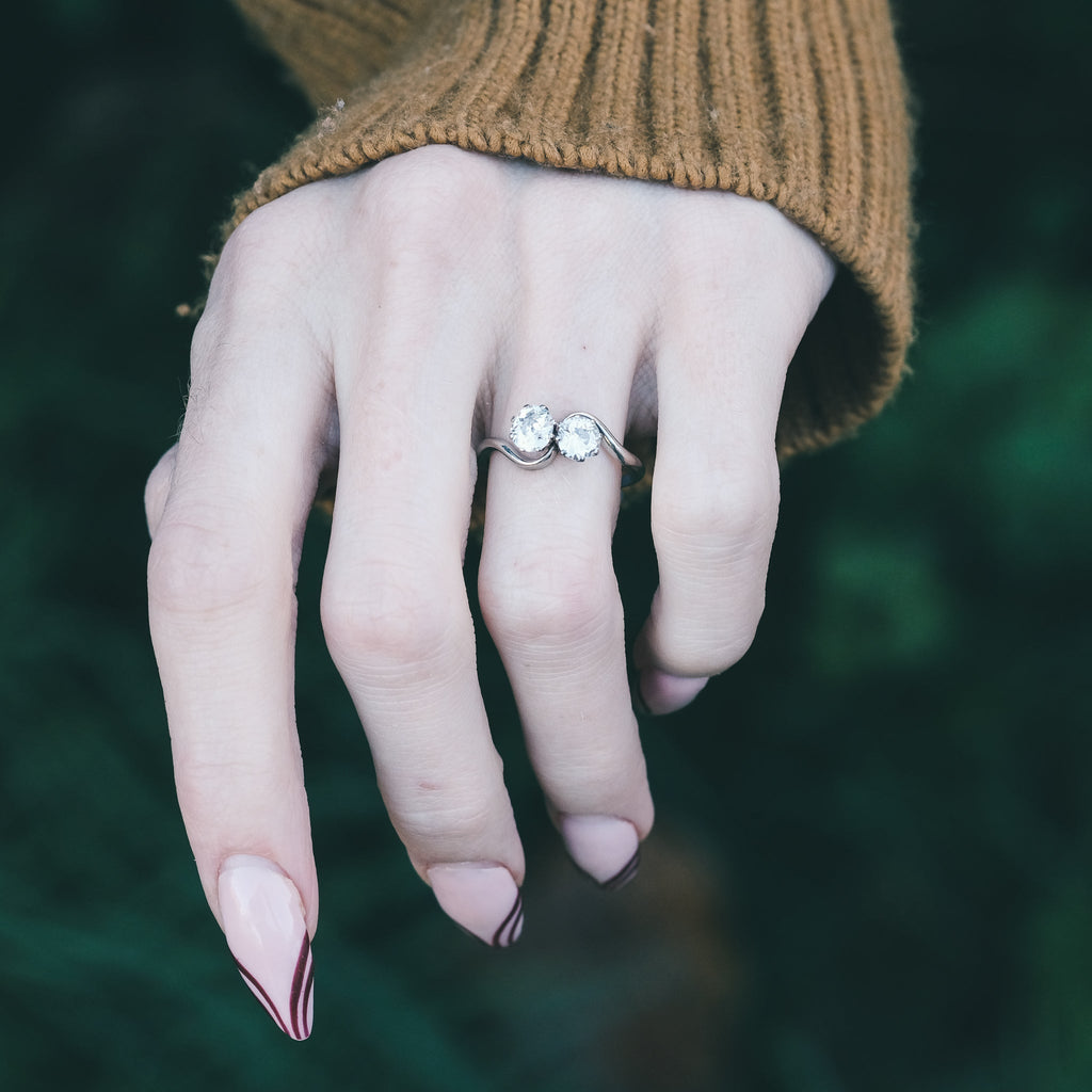 Art Nouveau 'Toi Et Moi' Engagement Ring - Lost Owl Jewelry