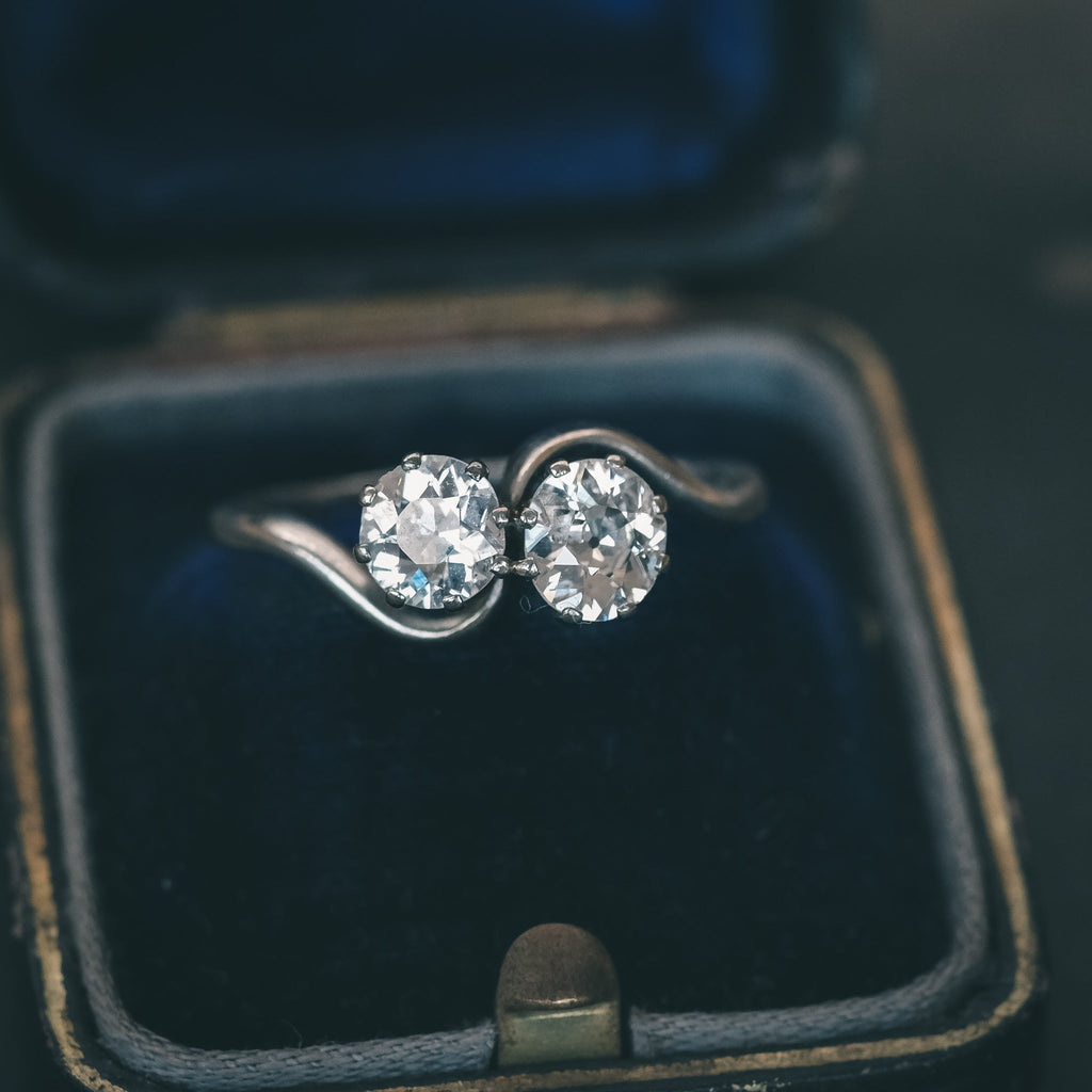 Art Nouveau 'Toi Et Moi' Engagement Ring - Lost Owl Jewelry