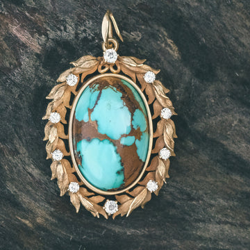 Art Nouveau Turquoise Laurel Pendant - Lost Owl Jewelry