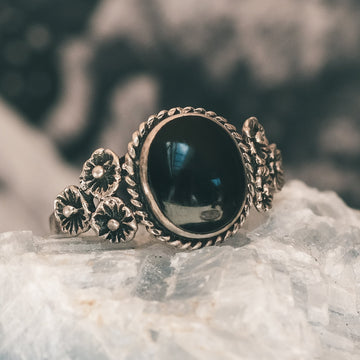 Arts & Crafts Onyx Ring - Lost Owl Jewelry