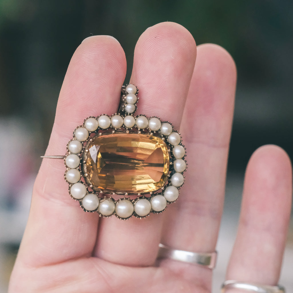 Big Georgian Citrine Pendant - Lost Owl Jewelry