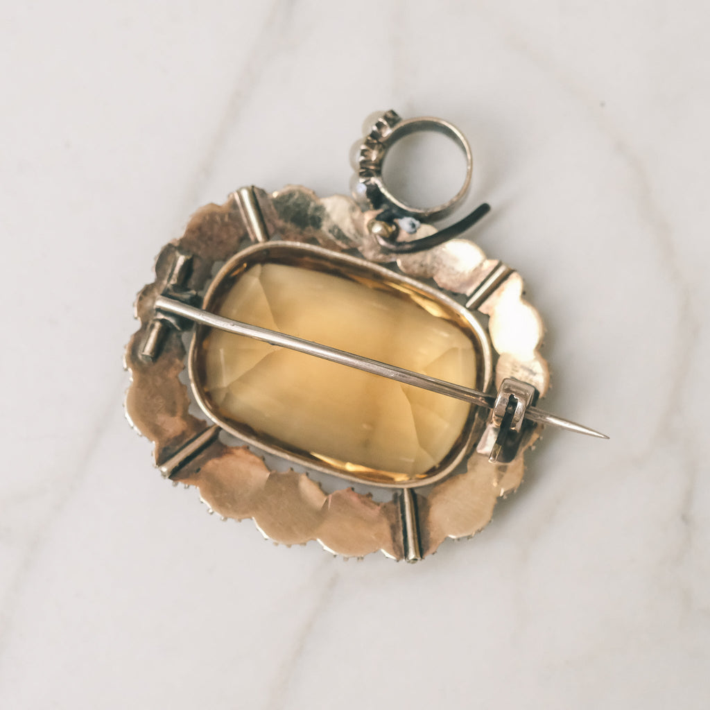 Big Georgian Citrine Pendant - Lost Owl Jewelry