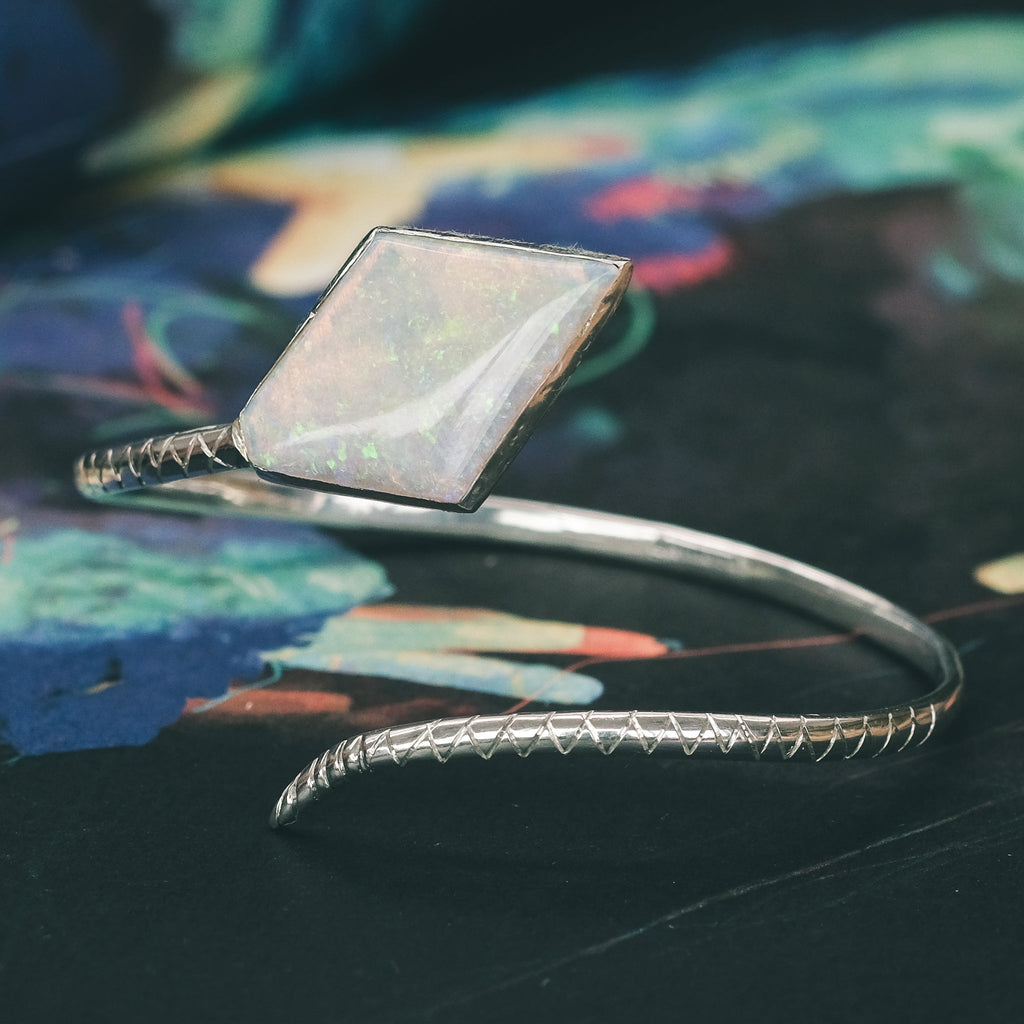 Cyberpunk Opal Snake Bangle - Lost Owl Jewelry