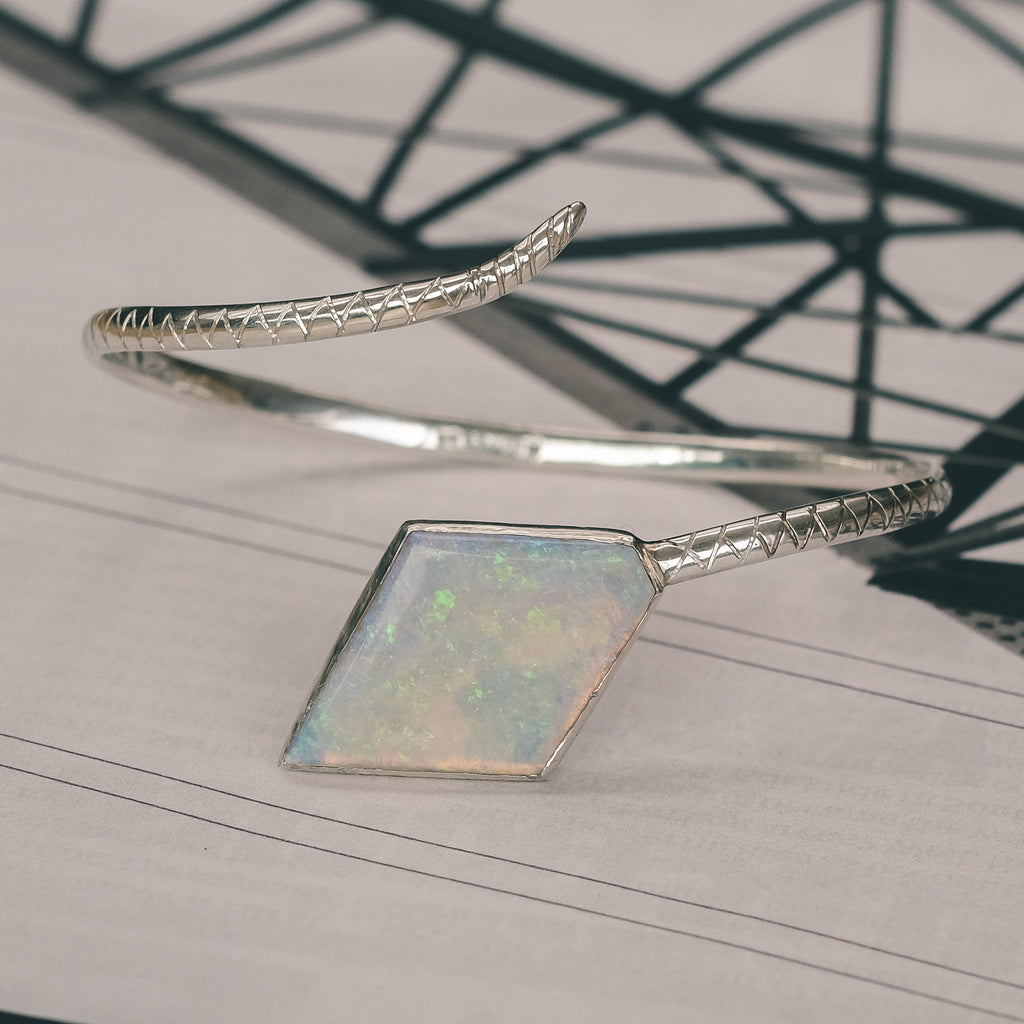 Cyberpunk Opal Snake Bangle - Lost Owl Jewelry