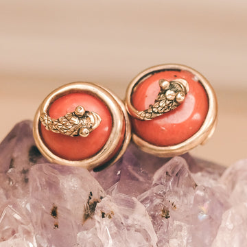 Early Victorian Coral Snake Earrings - Lost Owl Jewelry