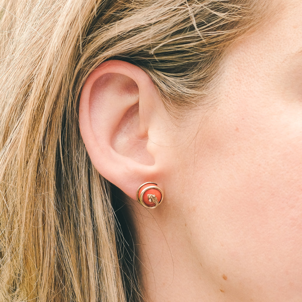 Early Victorian Coral Snake Earrings - Lost Owl Jewelry