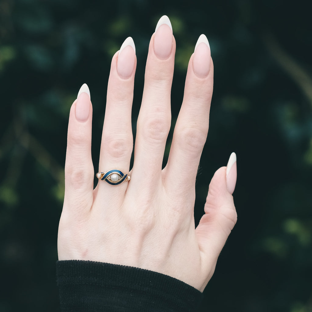 Angle Eye Rings Early Victorian Enamel Eye Ring – Lost Owl Jewelry