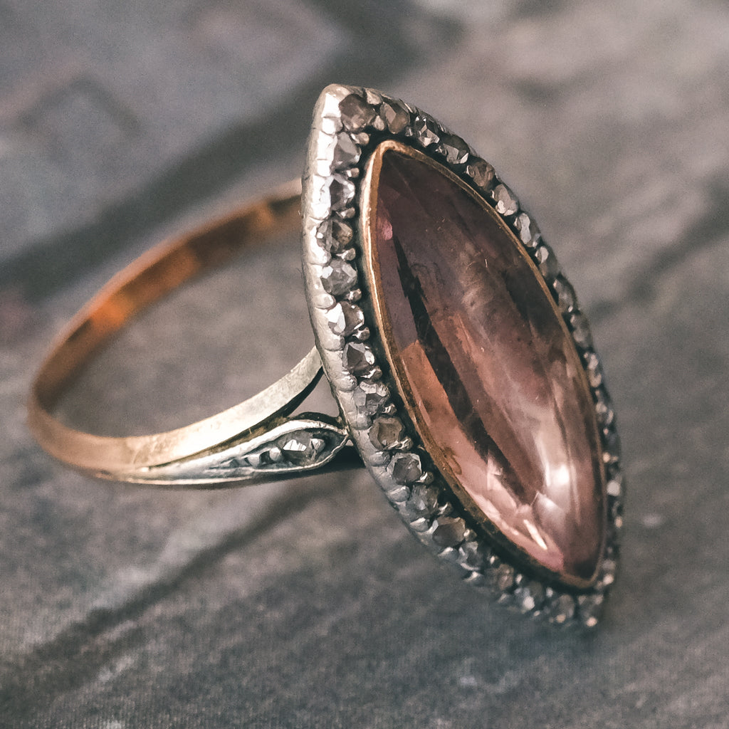 Early Victorian Pink Topaz Marquise Ring – Lost Owl Jewelry