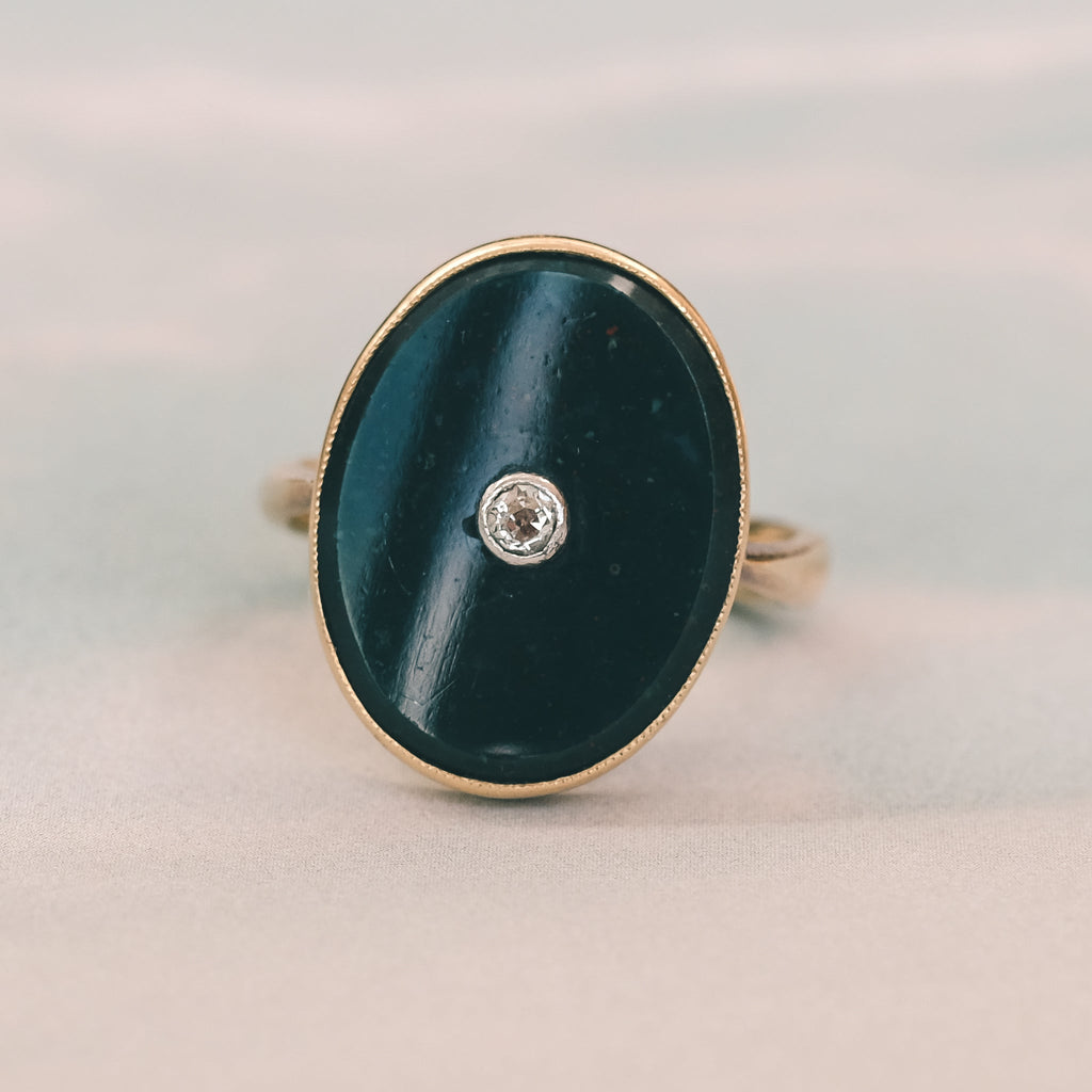 Edwardian Bloodstone Panel Ring – Lost Owl Jewelry