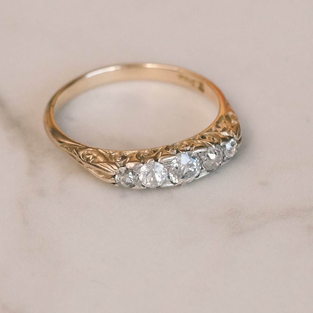 Edwardian Diamond Half-Hoop Ring - Lost Owl Jewelry