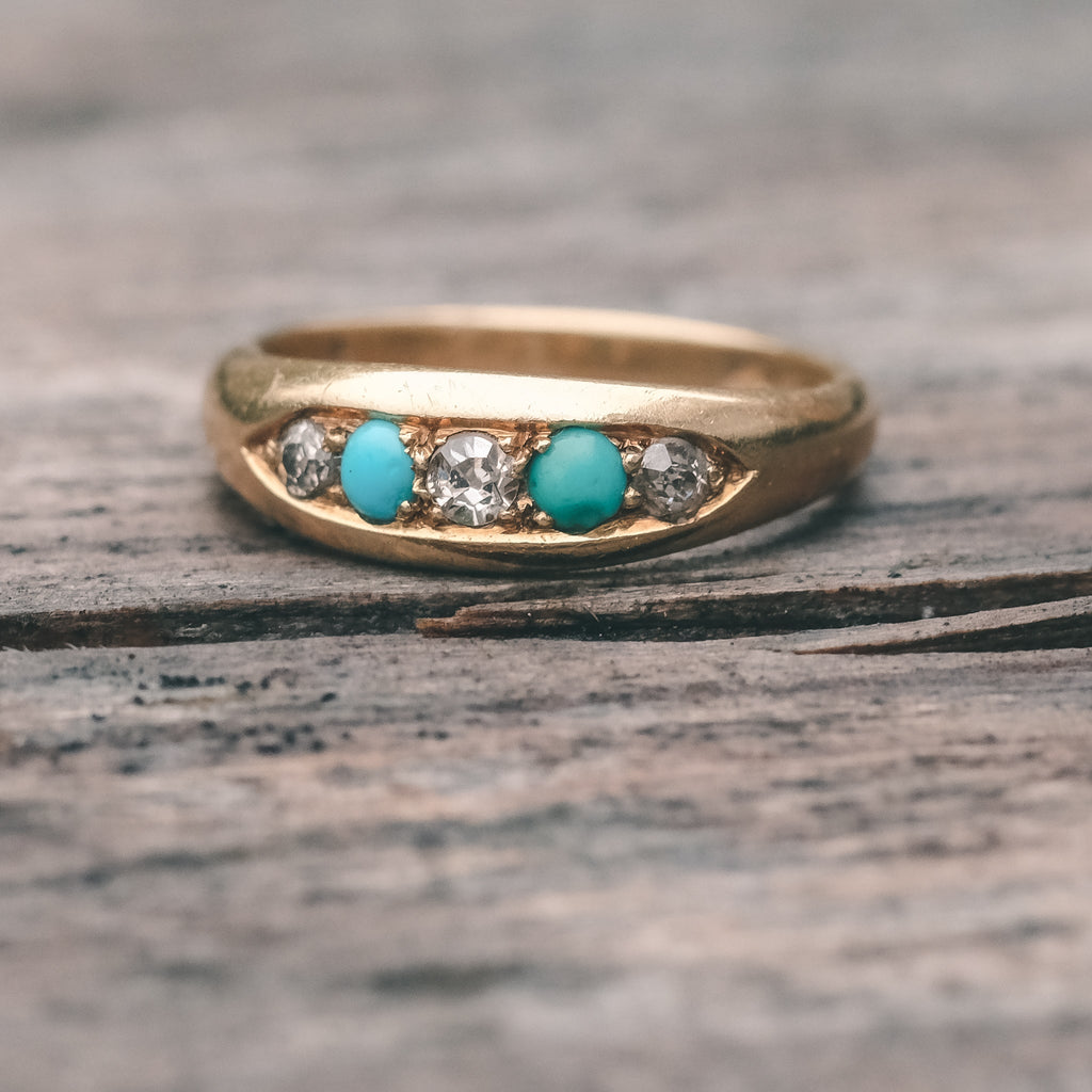 Edwardian Diamond & Turquoise Band - Lost Owl Jewelry