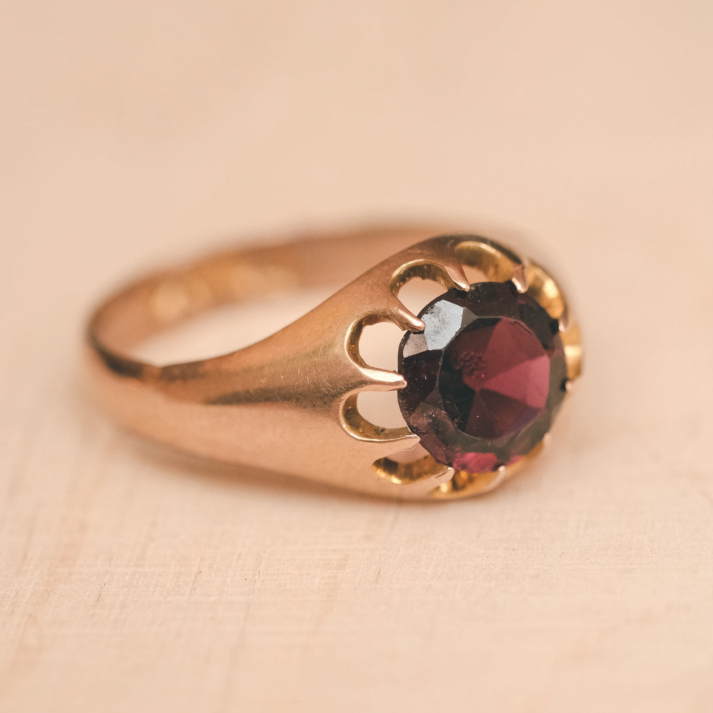 Edwardian Garnet Belcher Ring - Lost Owl Jewelry