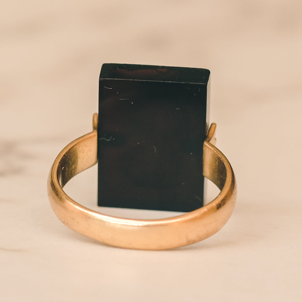 Edwardian Garnet Intaglio "Hera" Swivel Ring - Lost Owl Jewelry