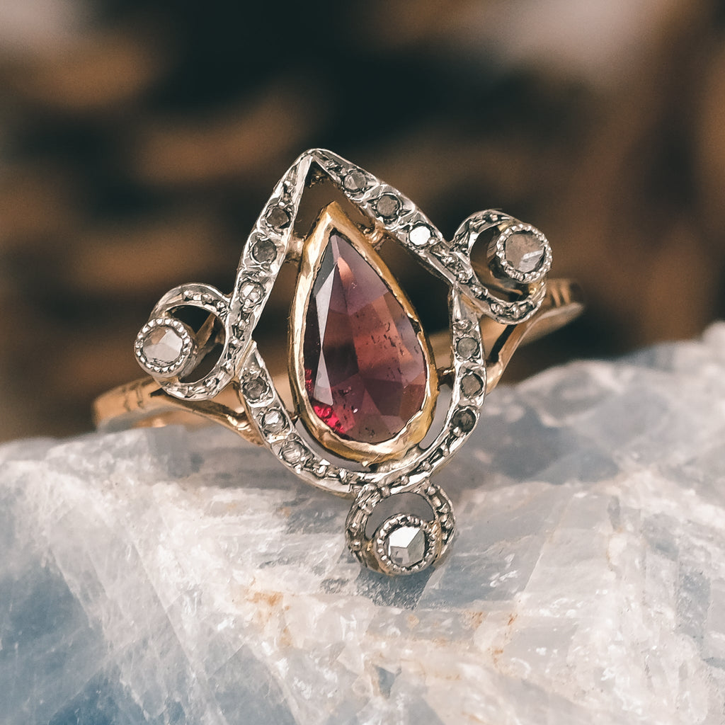 Edwardian Garnet Urn Ring - Lost Owl Jewelry