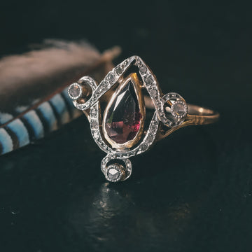 Edwardian Garnet Urn Ring - Lost Owl Jewelry