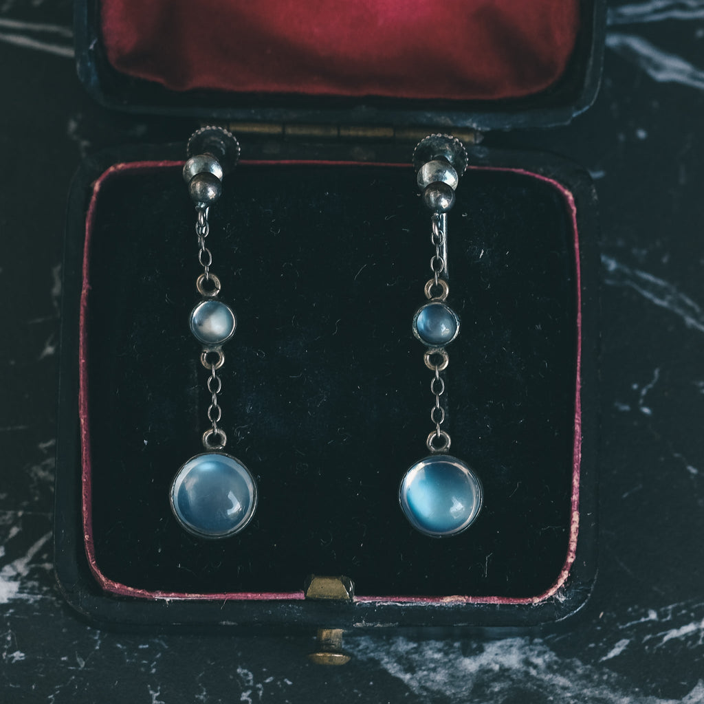 Edwardian Moonstone Earrings - Lost Owl Jewelry