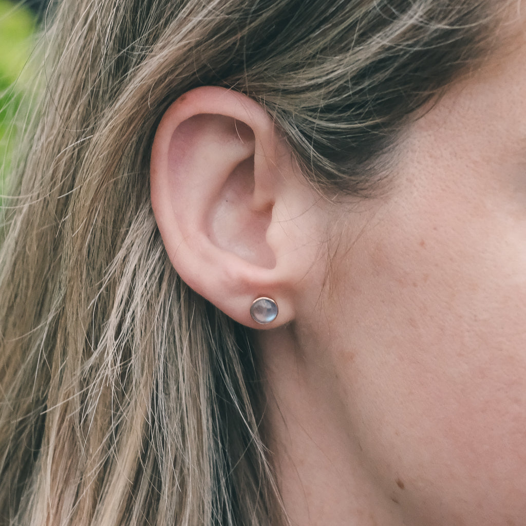 Edwardian Moonstone Stud Earrings - Lost Owl Jewelry