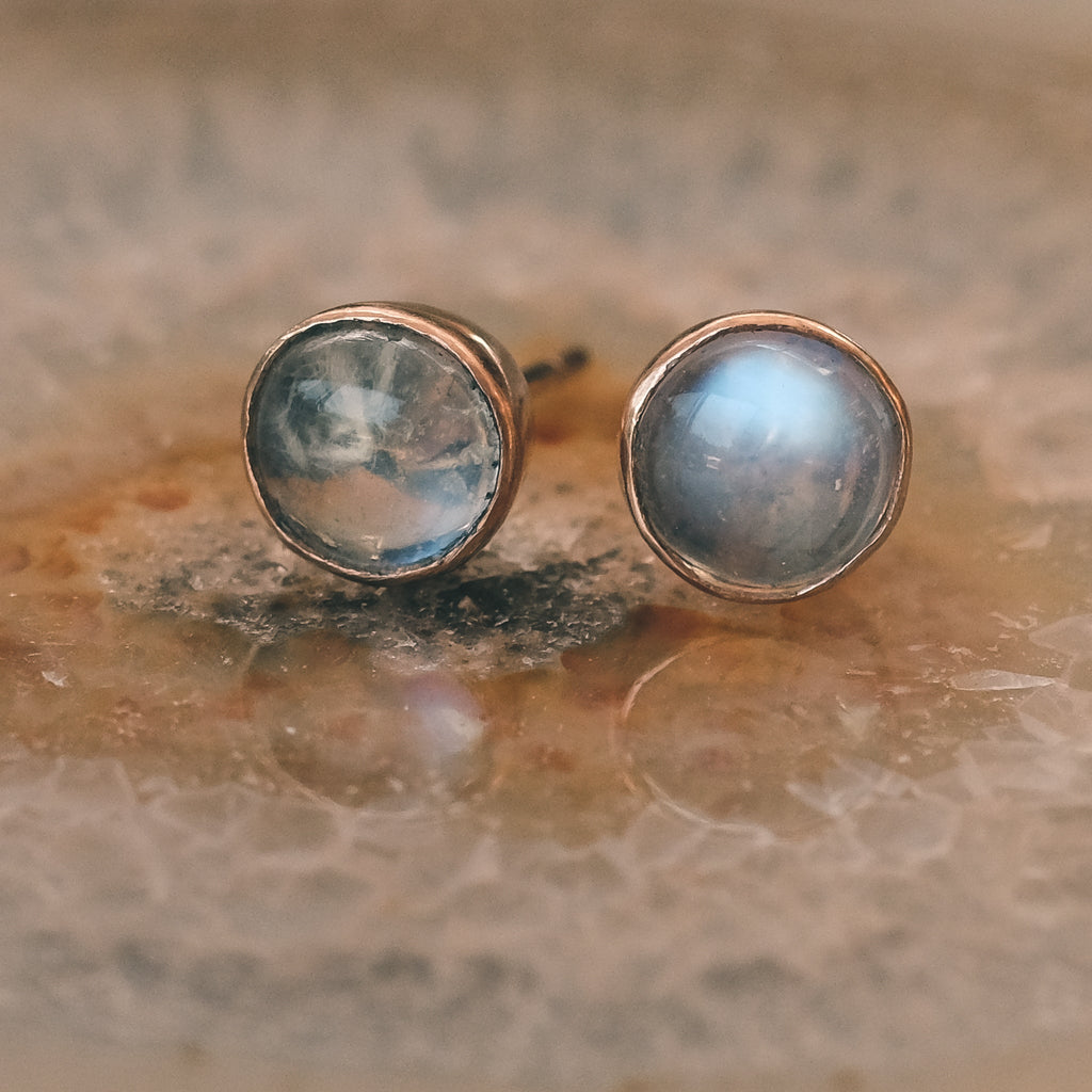 Edwardian Moonstone Stud Earrings - Lost Owl Jewelry