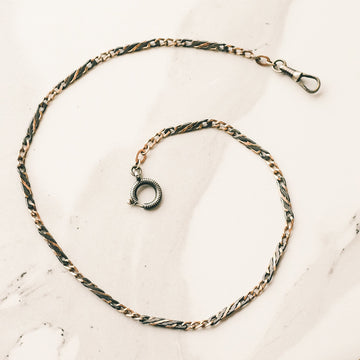 Edwardian Niello Curb Link Chain - Lost Owl Jewelry