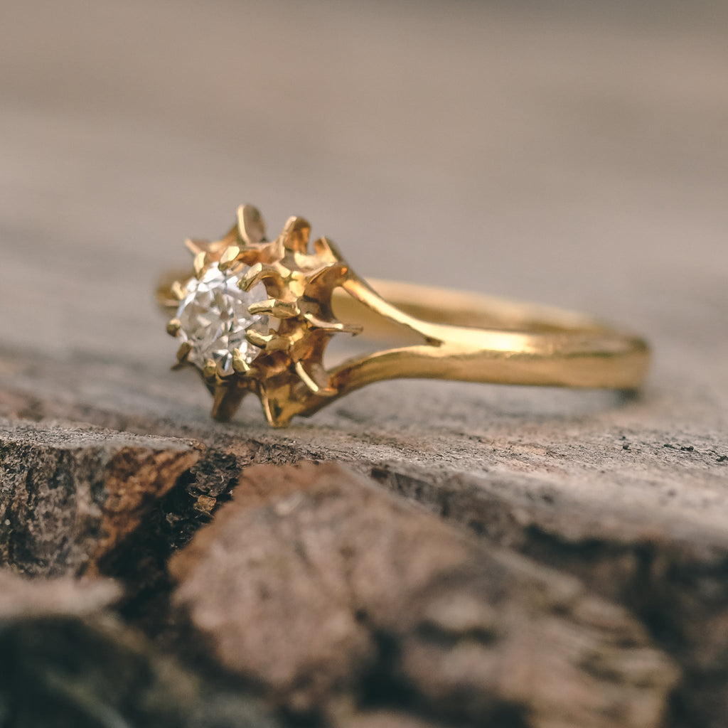 Edwardian Old Cut Diamond Sun Ring - Lost Owl Jewelry