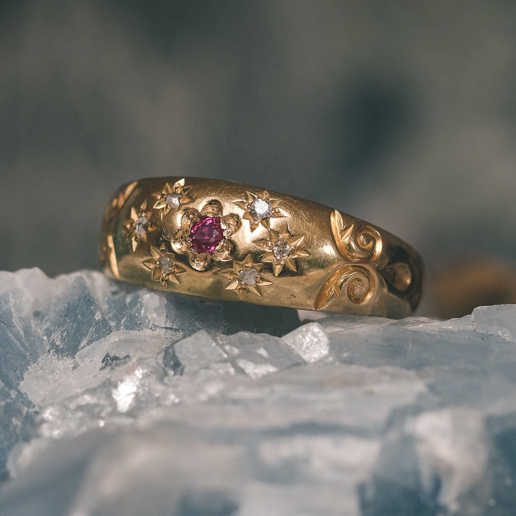 Edwardian Ruby & Diamond Gypsy Ring - Lost Owl Jewelry