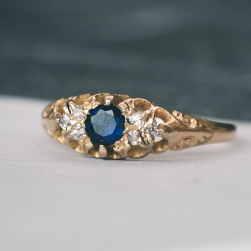 Edwardian Sapphire Boat Ring - Lost Owl Jewelry