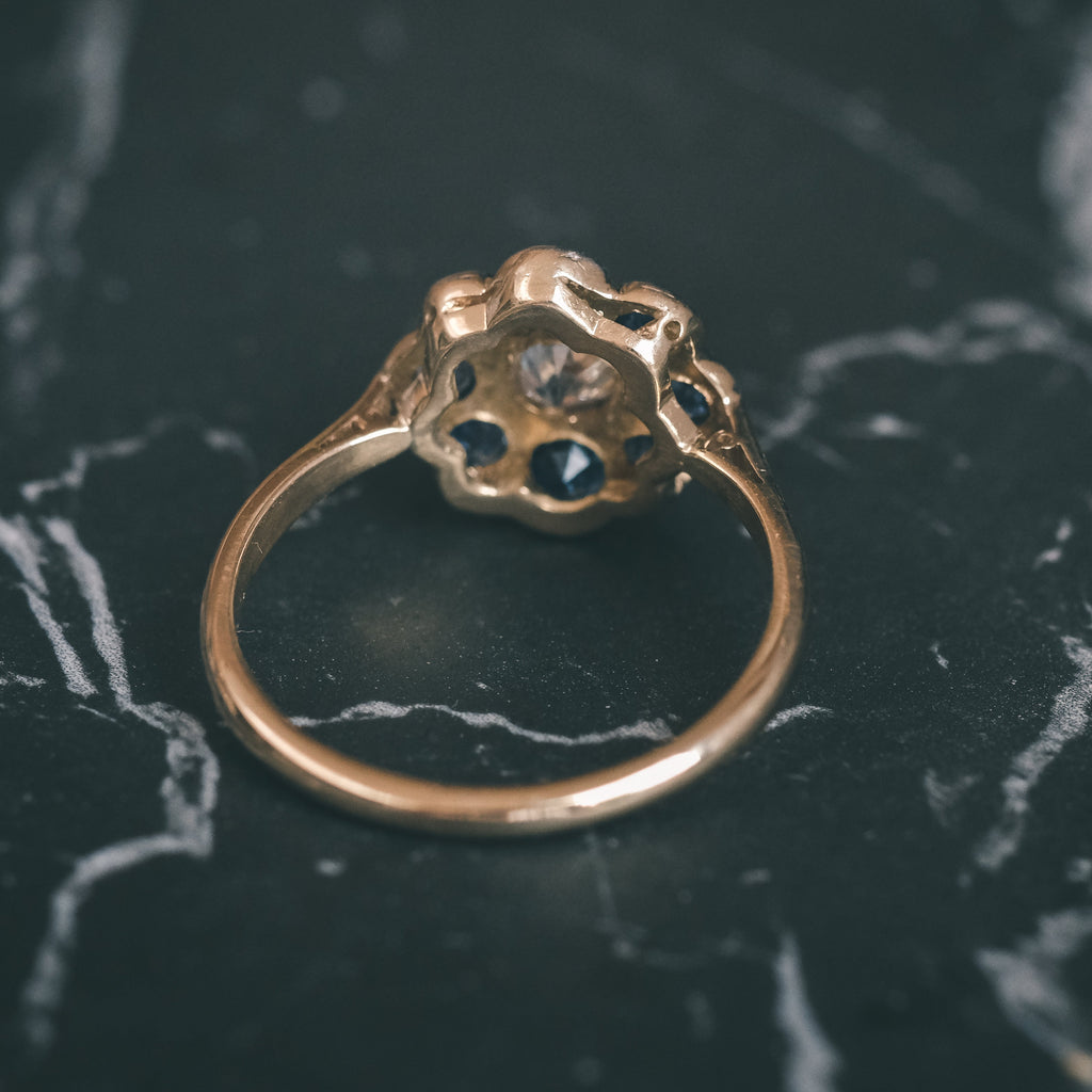 Edwardian Sapphire Daisy Ring - Lost Owl Jewelry