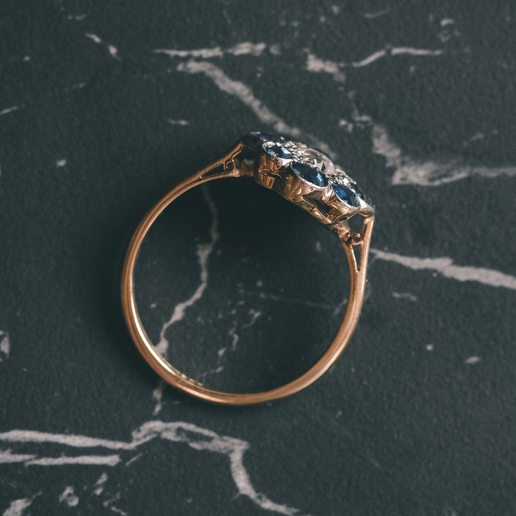 Edwardian Sapphire Daisy Ring - Lost Owl Jewelry