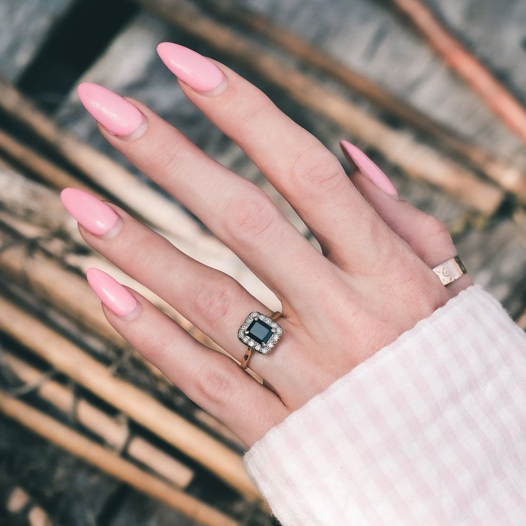 Edwardian Sapphire Picture Frame Ring - Lost Owl Jewelry