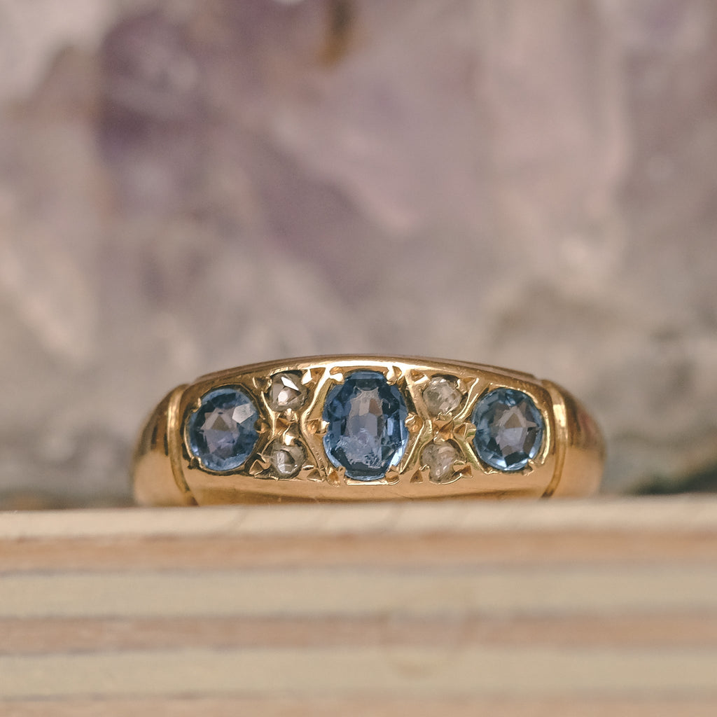 Edwardian Sapphire Trilogy Ring - Lost Owl Jewelry