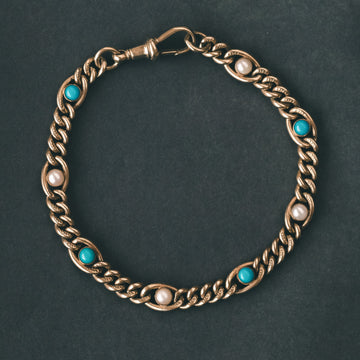 Edwardian Turquoise & Pearl Bracelet - Lost Owl Jewelry