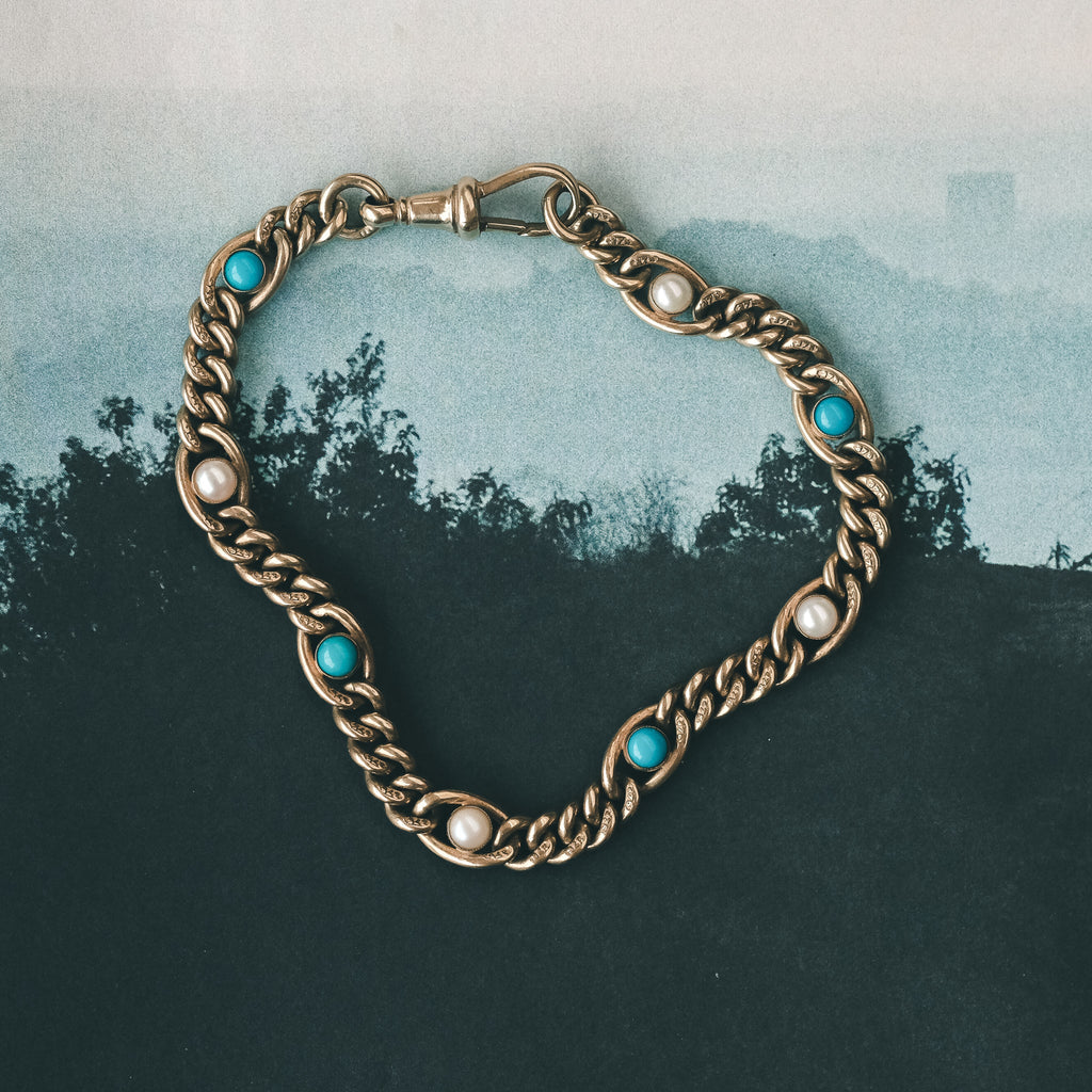 Edwardian Turquoise & Pearl Bracelet - Lost Owl Jewelry