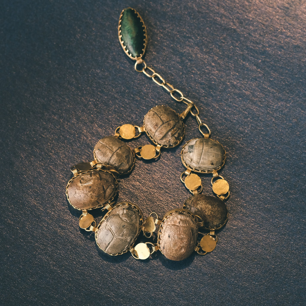 Egyptian Revival Scarab Bracelet - Lost Owl Jewelry