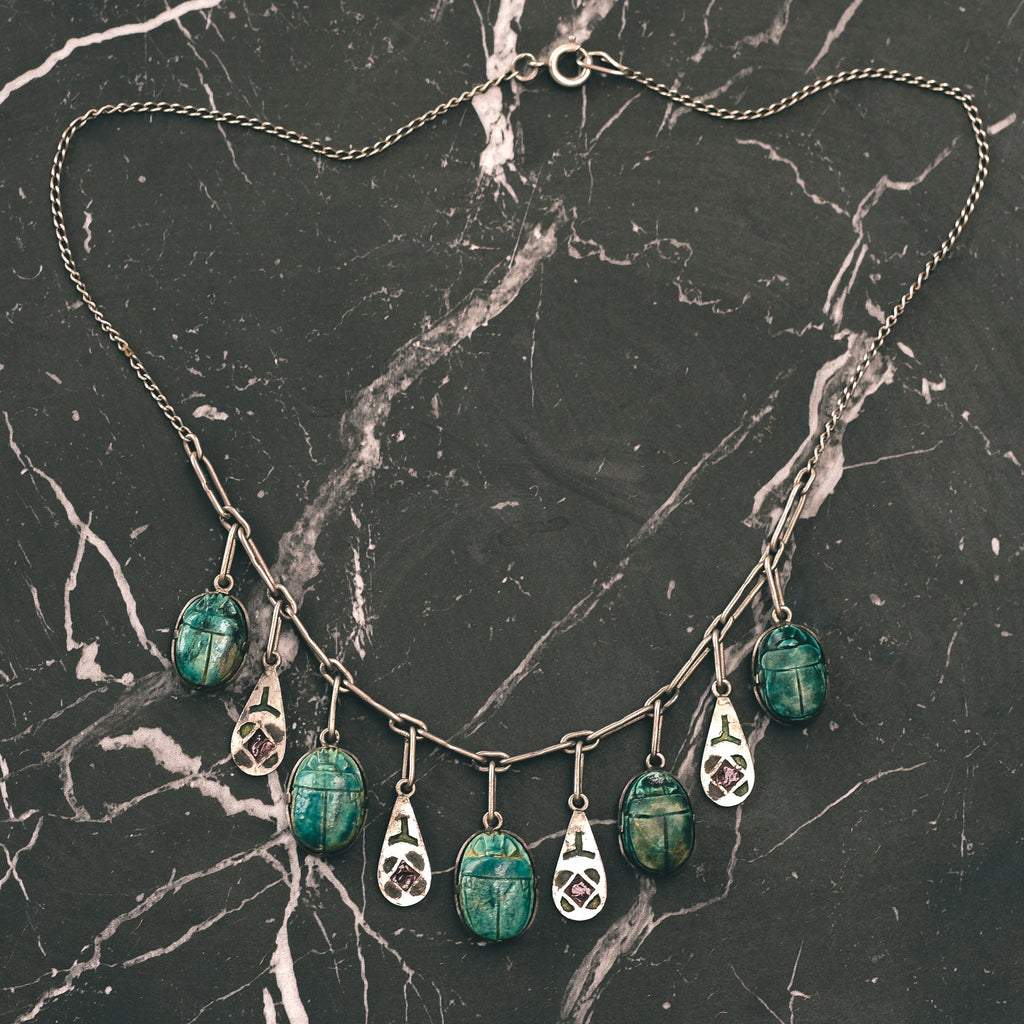 Egyptian Revival Scarab Necklace - Lost Owl Jewelry