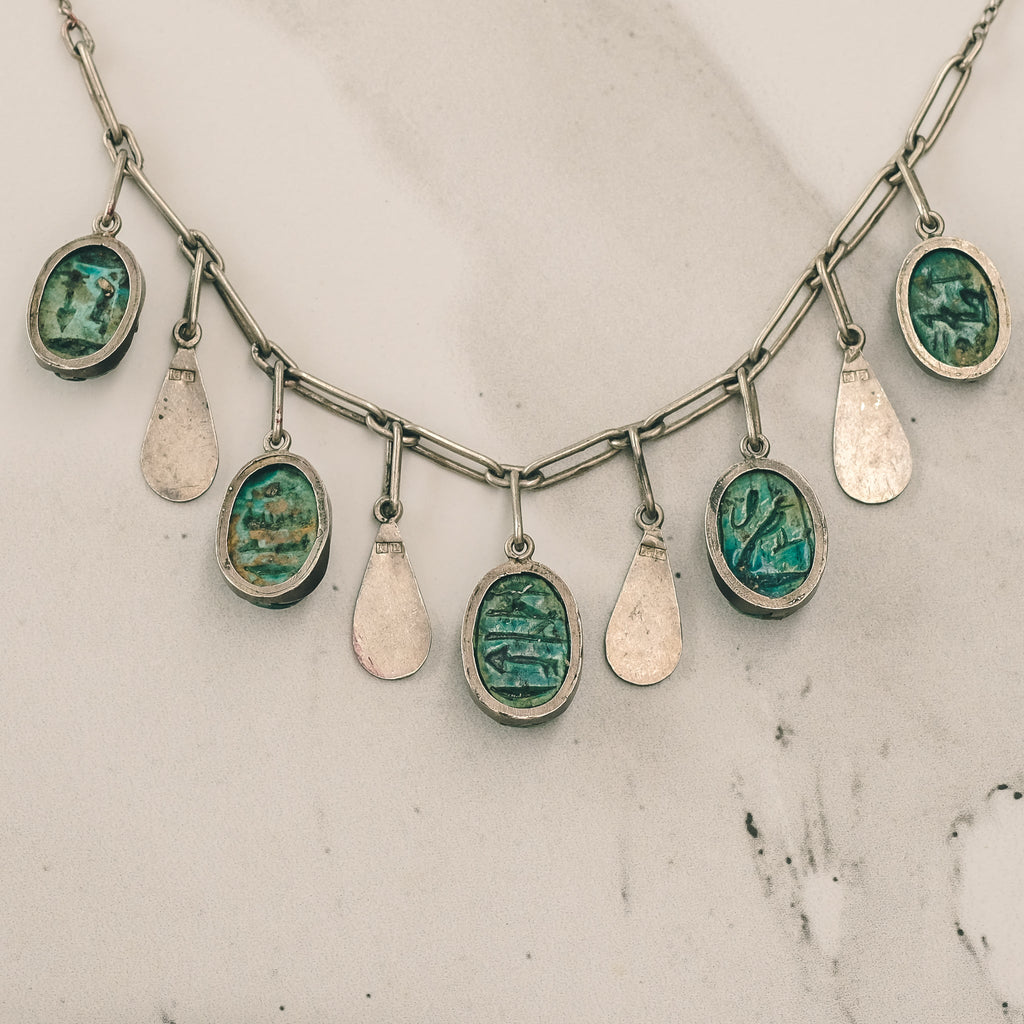 Egyptian Revival Scarab Necklace - Lost Owl Jewelry