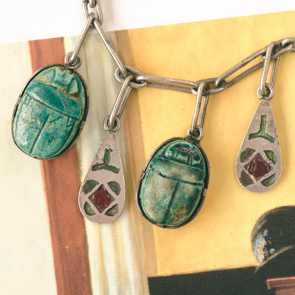 Egyptian Revival Scarab Necklace - Lost Owl Jewelry