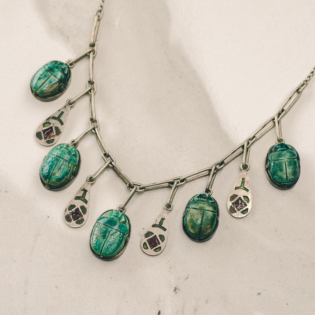 Egyptian Revival Scarab Necklace - Lost Owl Jewelry