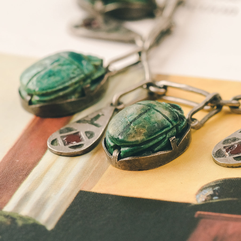 Egyptian Revival Scarab Necklace - Lost Owl Jewelry